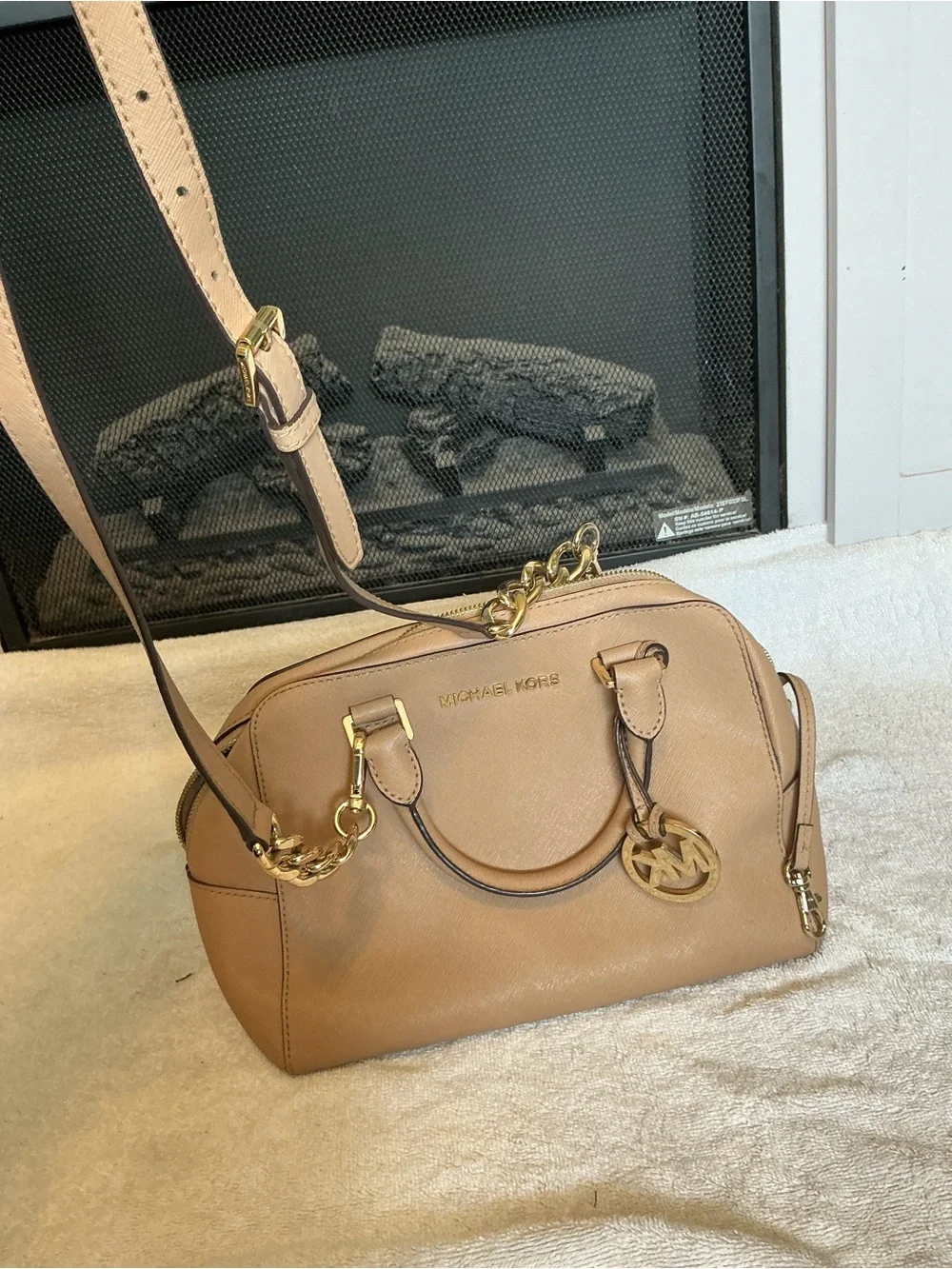 Michael Kors Tan Leather Satchel with Gold Hardware